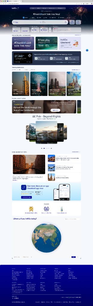 IndiGo homepage — new web experience
